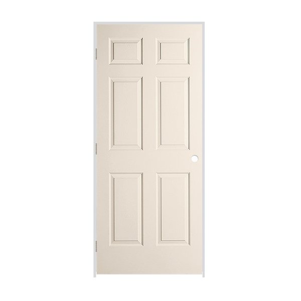 Codel Doors 28" x 80" x 1-3/8" Primed 6-Panel Colonist Molded Hollow Core 4-9/16" RH Prehung Door 2468MHCCOLRH26D4916